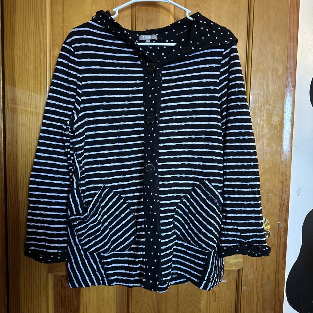Habitat‎ Clothes To Live In Black White Colorblock Stripe Sweater, Hoodie